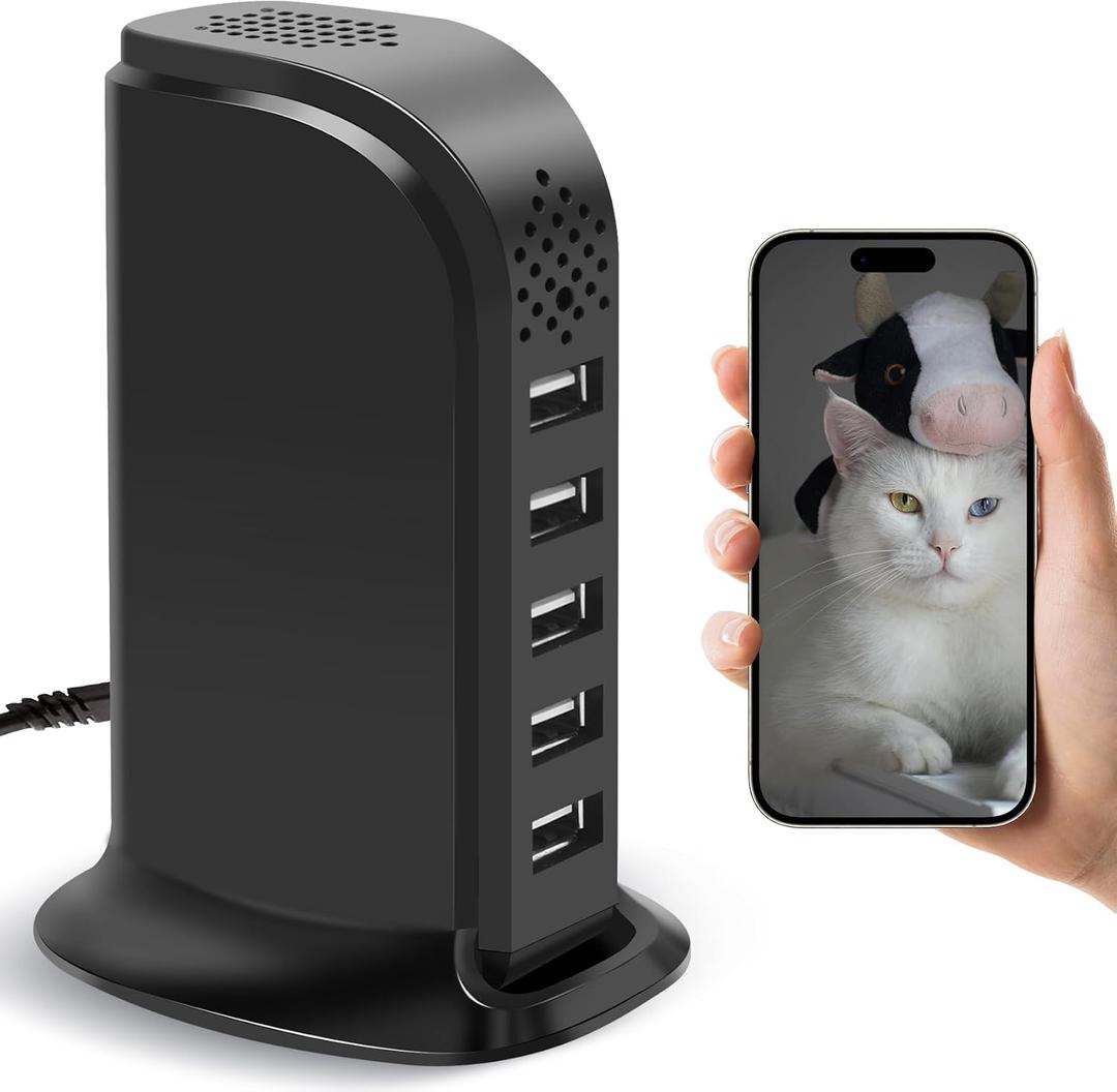 Wireless USB Charger Camera with Motion Detection, WiFi Nanny Cam for Pet & Home Security Phone App & USB Charging