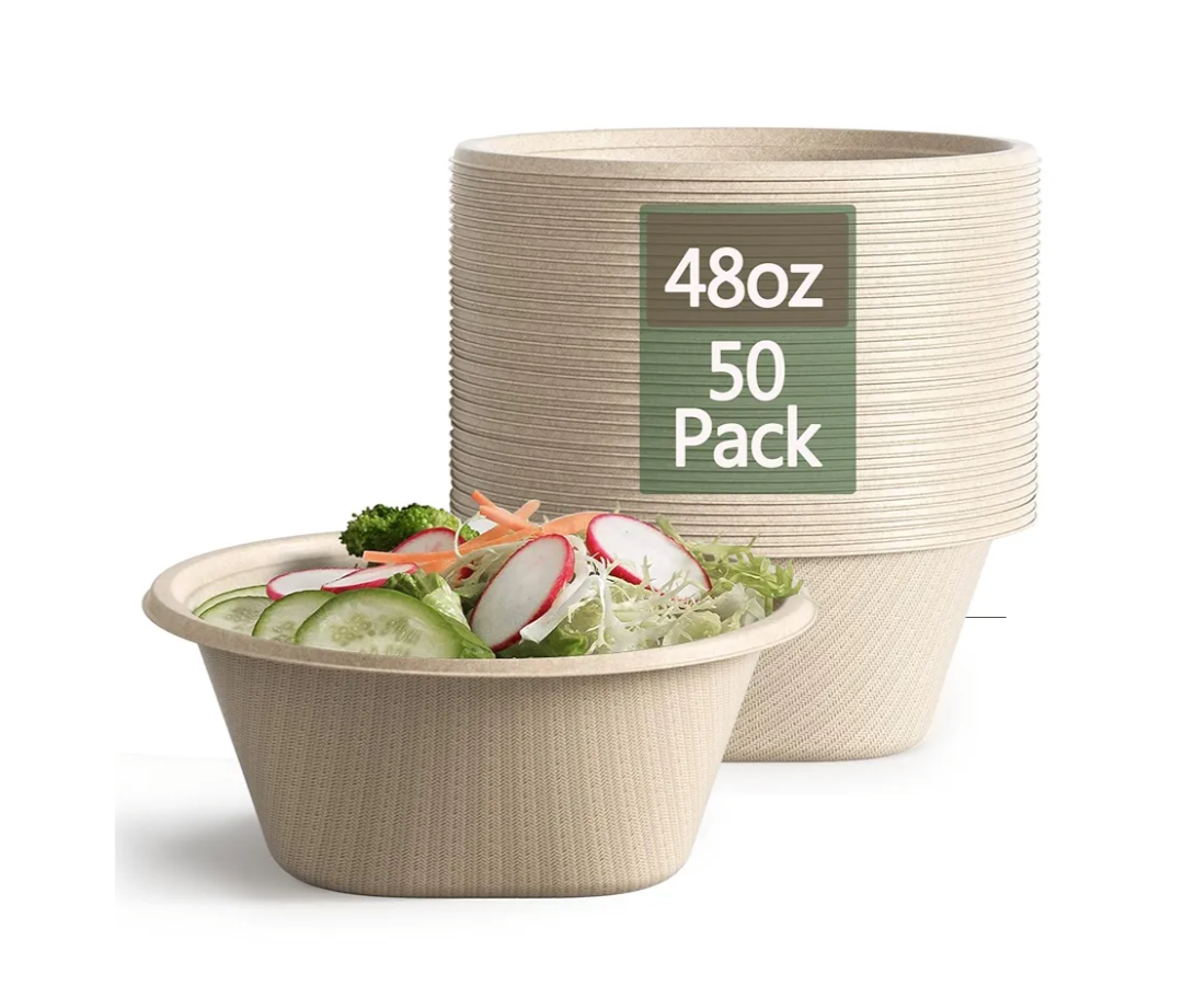Homestockplus Large Disposable Bowl - Heavy Duty Paper Bowls - Made from Sugarcane and Bamboo Fiber, Microwave Safe - 48 Oz Paper Bowls for Soup, Salad, Ramen, Popcorn, etc.[50/Pack]
Amazon's Choice