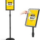Hemndic Sign Stand Holder 8.5x11 Inches, Stand Up Sign Holder 8.5 x 11 with Rotated Frame, Height Adjustable Sign Stand and Snap-Open Frame
