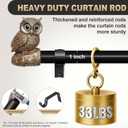 Vintage Decorative Black Curtain Rods for Windows 28 to 48 Inch Adjustable Heavy Duty 1'' Diameter Curtain Rod with Owl Finials for Bedroom Living Room Kitchen Farmhouse (18-60'')