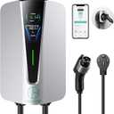 Level 2 EV Charger 48Amp, Indoor/Outdoor Electric Car Charger EVSE SAE J1772, NEMA 14-50 Plug, 25ft Cable, Start Charge Timer, WiFi Enabled