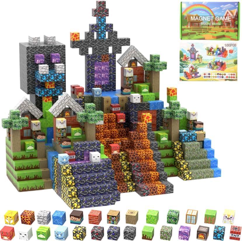 150 PCS Magnetic Building Blocks - Cross Town Magnetic Building Blocks STEM Toy for Kids,Educational Construction Game Gift for Boys and Girls Age 3-12
