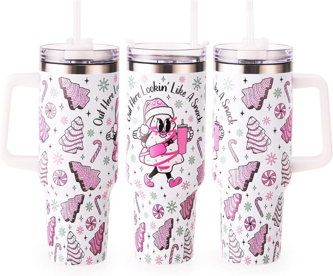 40oz Tumbler With Lid and Straw, 40oz Tumbler Wrap, Stainless Steel Insulated Tumbler for Water, Iced Tea or Coffee (Christmas Tree)