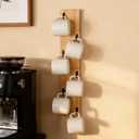 Yohsnor Coffee Mug Holder Wall Mount - Stylish Solid Wood Cup Hanger, Space-Saving Rack with 6 Cup Capacity - Perfect for Kitchen, Office, Coffee Bar & Countertop Display