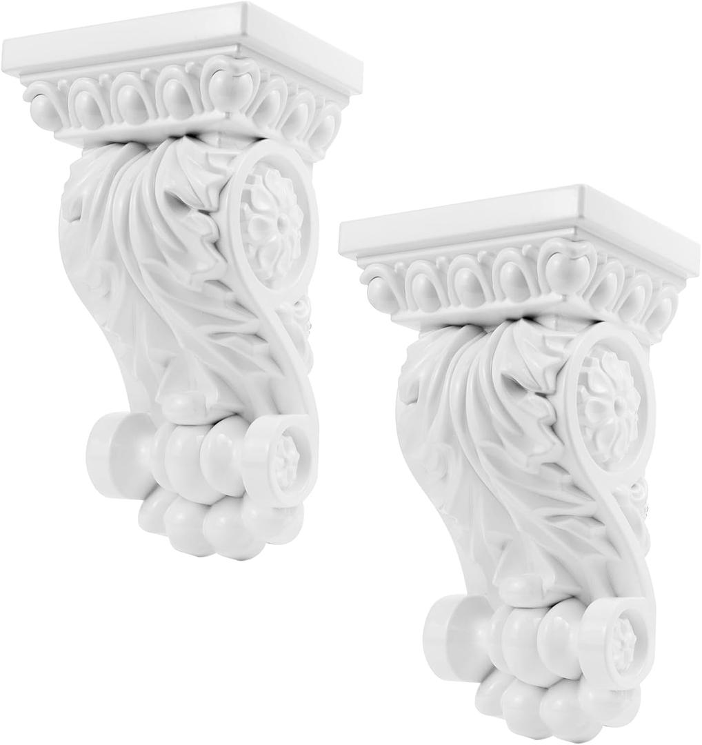 Antrader Self-Adhesive Plastic Corbels Decorative,2Pcs Corbels for Shelves Doorway Countertops,White (126x95x218mm)
