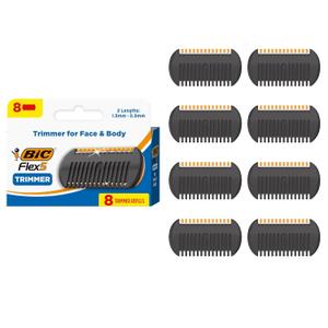 BIC Flex 5 Trim and Shave Trimmer Refills, 8 Trimmer Refills, Travel Essentials for Spring Break (1 Count (Pack of 8))