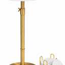 10" Adjustable Marble Drink Table, End Table with 4 Coasters, Small