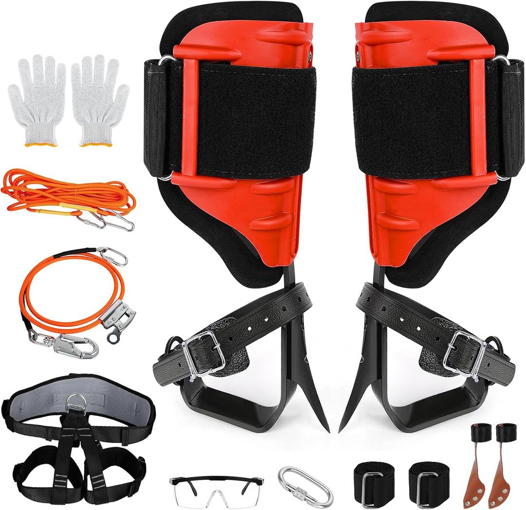 Tree Climbing Spikes, Tree Spikes for Tree Work, Adjustable Steel Spurs with Straps, 350lbs Load, for Pruning, Trimming, Fruit Picking & Tree Maintenance