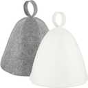 JaGely Sauna Hat for Men Women Sauna Hat Vaporarium Cap Russian Banya Cap for Bath House Accessories (Gray, White)