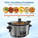 4QT Slow Cooker, Programmable Pot with Removable Ceramic Pot, Locking Lid, 3 Heating Settings & Time Control,Dishwasher-safe Lid & Pot, Grey, 4 Quarts