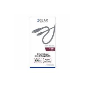 ZGear Silicone cable USB C-C 6 FT Grey