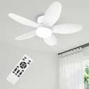 Small Ceiling Fans, 35 Inch Low Profile Ceiling Fan White Flush Mount Ceiling Fans with Lights and Remote,with 5 Reversible Blades 6 Wind Speeds, Modern Ceiling Fan for Bedroom Kitchen