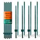 Thealyn 7ft Fence Posts, Pack of 10 - Sturdy Metal U-Posts & Step-in Stakes, No Digging Poles for Garden Wire Fencing and Yard Signs (Requires Assembly)
