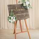 Ling's moment 2pcs White Wedding Artificial Floral Swag Welcome Sign Flowers Backdrop Garland Green for Ceremony Reception Door Wall Easel Home Decoration Entryway Faux Outdoor Board Table Decor