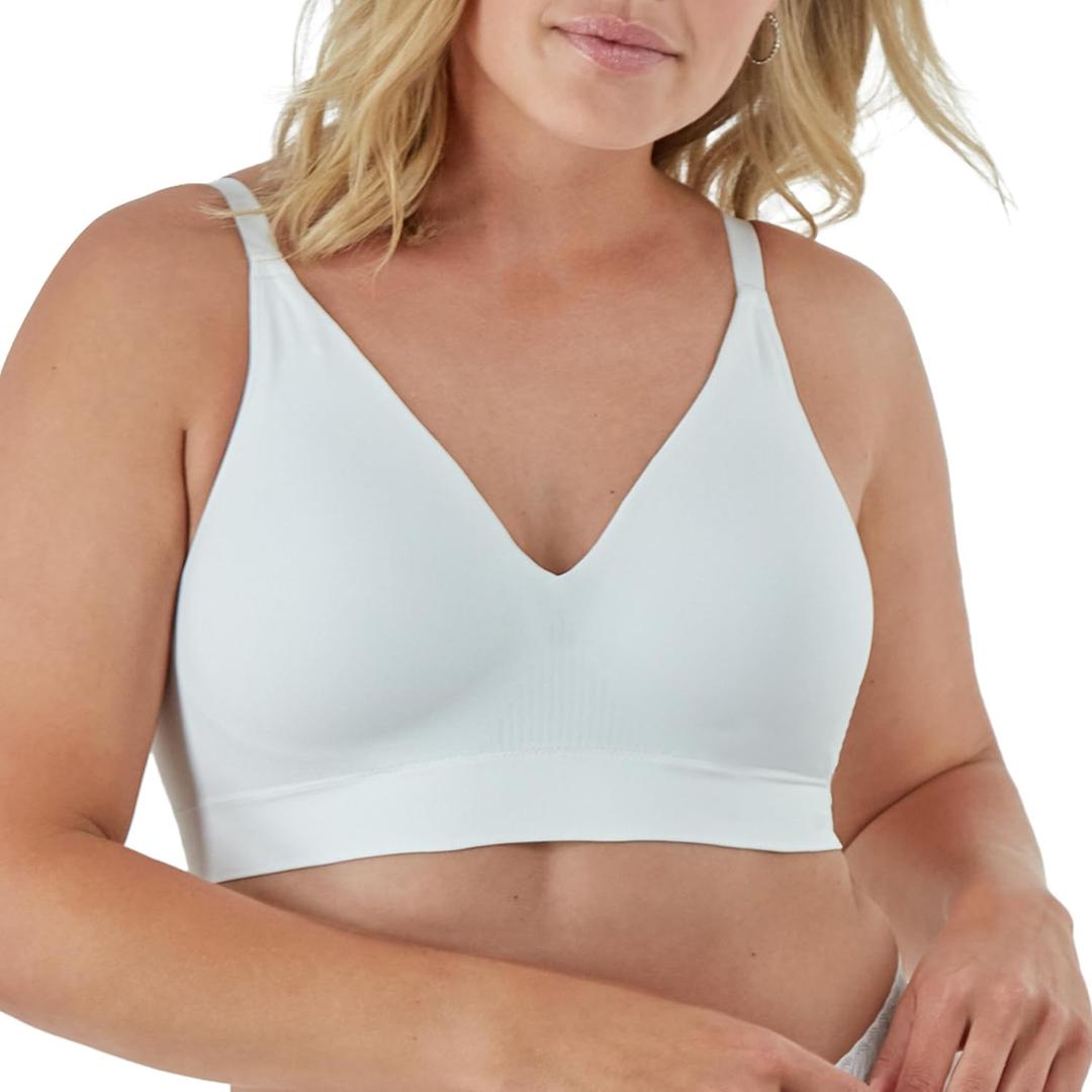 Bali Women's Wireless Bra, Comfort Revolution Modern Seamless Bra, Flex-to-fit Wirefree Bra (Large, White)