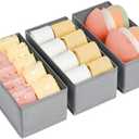 DIMJ Drawer Organizer Clothes - Small Dresser Organizer for Baby Clothes, Underwear, Socks, Bra, Belt, Tie - Grey, 3 Piece