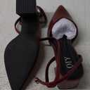 QIY Burgundy Heels for Women Closed Toe  Red Pointed Toe Heels for Women Ankle Strap Strappy Slingback Sling Back Short Low Chunky Block Heel Women's Pumps Dress Wedding Shoes Size 6.5