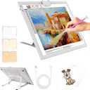 YINGWOND A3 Rechargeable LED Light Pad,Light Box for Tracing with Integrated Stand,3 Light Colors 6 Levels of Brightness and stepless dimming,Light Board for Diamond Painting,Drawing,Artists