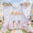 60x10 ft Wrinkle Free White Backdrop Curtain for Parties-6 Panel 10x10 Large White Photo Backdrop Drapes Seamless Polyester Fabric Back Drop Cortinas for Wedding Birthday Photography Background
