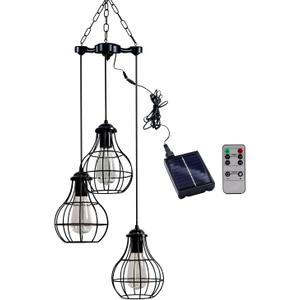 Solar Powered Led Chandelier Lights Outdoor Waterproof Hanging, Solar Light for Shed Interior, Gazebo, Home, Garden, Backyard, Pergola, Tree, Canopy, Window Decor (3Pcs LED Bulb)