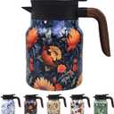 Vintage Pattern Coffee Carafes, 35 Oz/1 Liter - Hot and Cold with Infuser, Perfect for Parties/Home Use (Blooming Flowers)