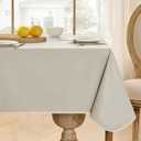 Softalker Vinyl Tablecloth Rectangle, Outdoor 100% Waterproof Oil Proof Plastic Edge Binding Table Cloth, Heavy Duty Thick Wipeable PVC Table Covers for Picnic Dining Party - 54 x 78 Inch, Beige