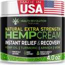 Health Revolution Hemp Arnica Cream Maximum Strength - Soothes Muscles, Joints, Feet, Nerve, Back, Knee, Hip, with Arnica, MSM, Emu, Turmeric - Expertly Formulated 4oz (4 Ounce (Pack of 1))