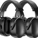 ProCase 2 Pack Ear Muffs for Noise Reduction SNR 32dB/NRR 26dB, Ear Hearing Protection for Adults/Kids, Autism Sensory Noise Cancelling Headphones for Work Shooting Gun Range -Black/Black
