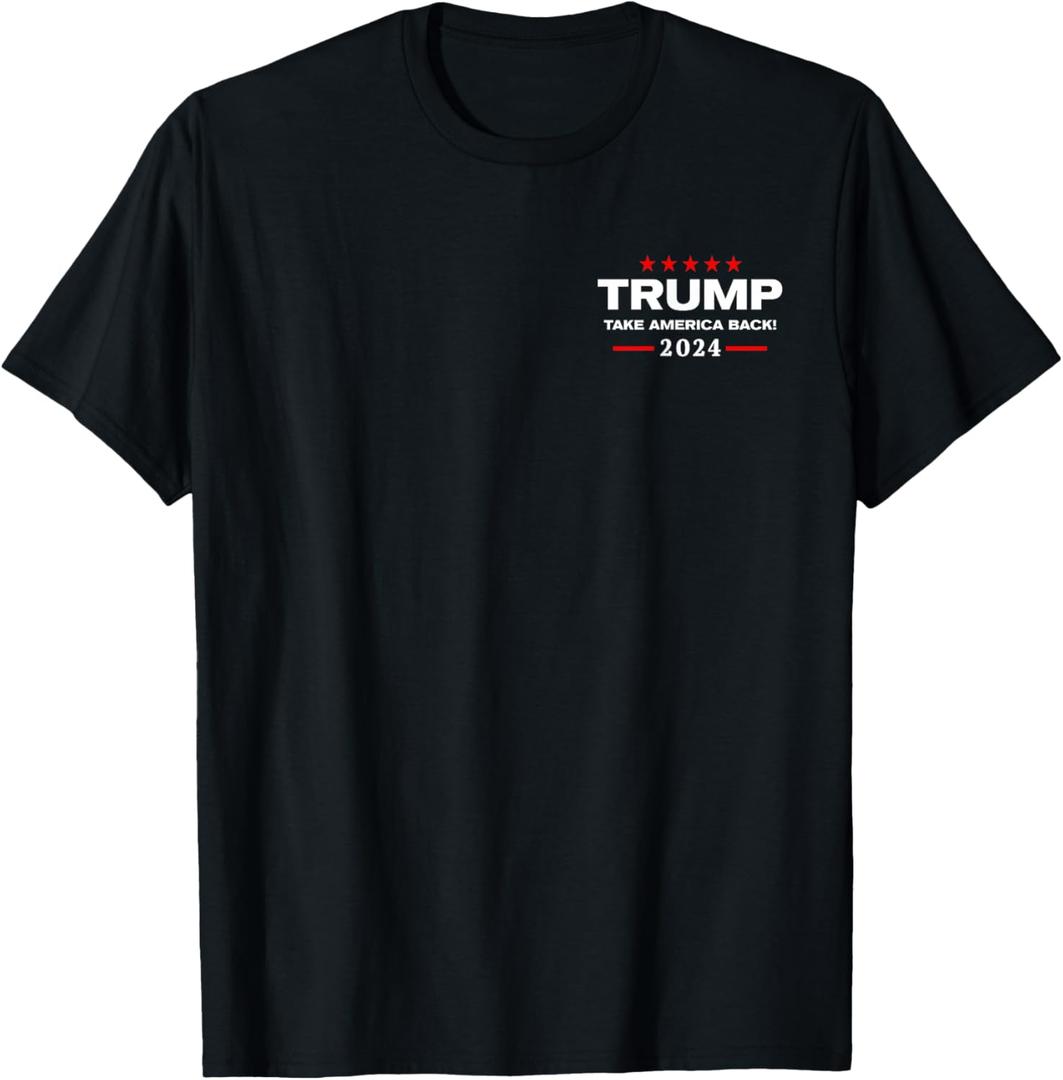 Western Trump Cowboy You Missed Trump 2024 USA Flag 2 Side T-Shirt (Small, Black)