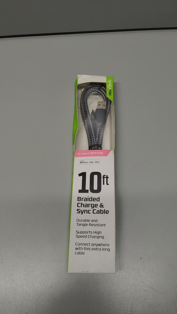 10 Ft Braided Charge For Apple Lightning, Silver