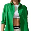 BIG DART Oversized Button Down Shirts for Women, Dressy Casual Long Sleeve Blouses Summer Tops Tunics, EUR: 36/UK:8