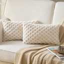 Joyouth Pack of 2 Super Soft Throw Pillow Covers 12x20 Inch Faux Fur Plush Pillowcase Luxury Cozy Fluffy Decorative Cushion Cover for Sofa Couch Bed Livingroom Beige