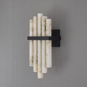 Modern Alabaster Wall Sconce, Natural Marble Wall Lamp, 2-Light Vertical Stone Sconce, Alabaster Indoor Lighting Fixture for Bedroom, Bathroom Vanity, Living Room, Hallway, Stairway, Gallery, Large