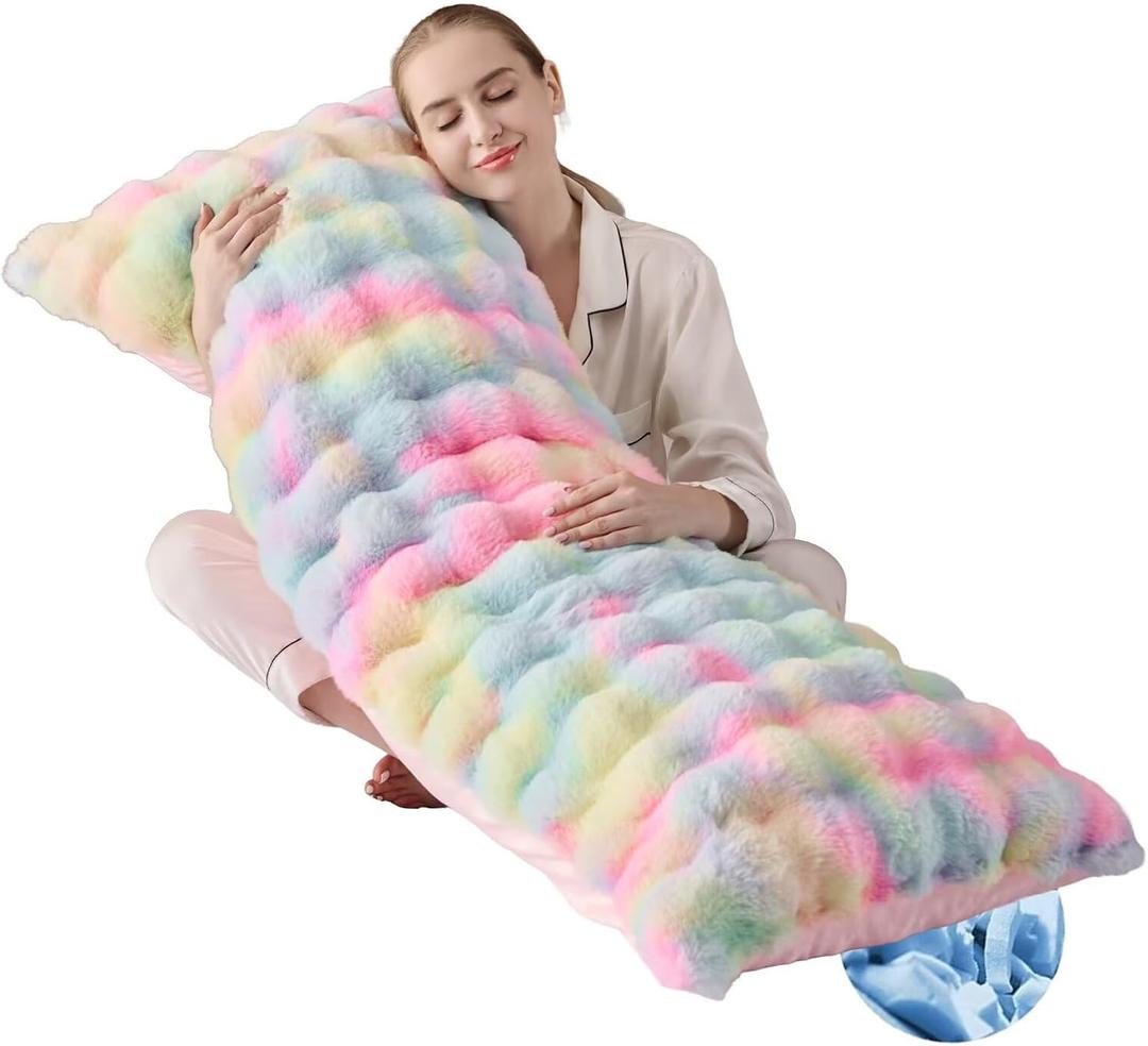 Full Body Pillow 20x54 Inch,Memory Foam Pregnancy Pillow for Side Sleepers,Orthopedic Back Support Maternity Pillow for Women (with Removable Cover)-Rainbow
