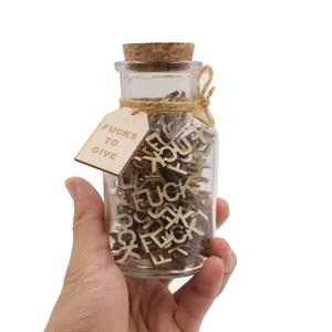 Fuck jar5ozGift Jar,Fucks to Give,Fuck Wooden Cutout Letter Piece Bad Mood Vent Spoof Birthday Day,Holiday, Thanksgiving Christmas Gifts to Friend,gag Funny Gift