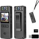 64GB Mini Body Cam, 1080P Video Camera with 180° Rotating Lens & Night Vision, Audio and Video Recording, Portable Compact Personal Camera Personal Civilians, Police Law Enforcement