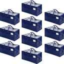 VENO 10 Pack Moving Bags w/Backpack Straps, Heavy Duty, Moving Boxes Alternative, Packing Supplies, Large Storage Totes for Dorm Room Essentials with Zipper for Clothes (Blue, 10 Pack)