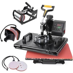 Slendor 5 1 Heat Press Machine 12x15 inch 360-Degree Swing Away Digital T Shirt Pressing Machine Multifunction Heat Transfer Sublimation Combo for T Shirts Mugs Hat Plate Cap Slendor 5 1 Heat Press Machine 12x15 inch 360-Degree Swing Away Digital T Shirt Pressing Machine Multifunction Heat Transfer Sublimation Combo for T Shirts Mugs Hat Plate Cap