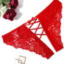 Avidlove Panties for Women Sexy Cheeky Underwear Criss Cross Lace Hipster Panty (Small, Red)