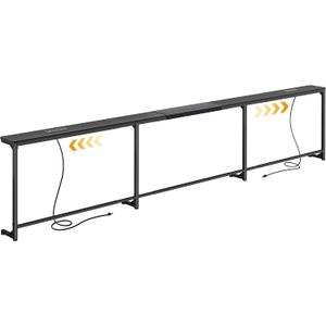 Huuger 110.2-133.8'' Extendable Behind Couch Table with Outlets, Black, 110.2- 133.8"W x 29.5"H