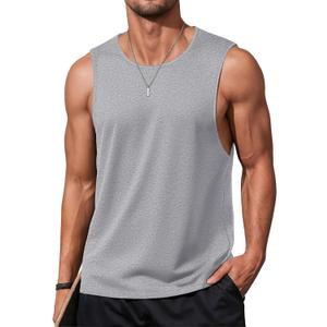 MAGCOMSEN Men's Tank Tops Workout Gym Sleeveless Shirts Moisture Wicking Breathable Muscle Shirt Casual Summer Tanks (Gray, XL)