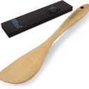 12 Inch Wooden Spatula for Cooking – Solid Natural Wood Turner with Thickened Handle, Hanging Hole, Heat Resistant, Nonstick Pan Safe