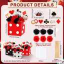 WinnerWhy 8 Sets Casino Party Decorations Poker Theme Table Centerpieces Party Toppers with Red Black Flowers Dice Box Poker Cutouts and Sticks for Casino Night Decor Birthday