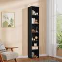 6 Cube Black Book Shelf, Tall Bookcase for Bedroom Home Office Living Room