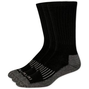 Dickies mens Heavyweight Cushion Compression Work Crew (3 & 6 Pairs) Socks, Black Pairs, Shoe Size 12-15 US
