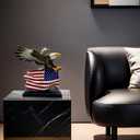 FUNSXBUG Bald Eagle with American Flag Statue Figurines Sculpture Collectibles Home Office Desktop Outdoor Garden Display Decoration
