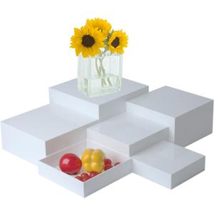 7 PCS Buffet Risers,Dessert table display set, Catering supplies buffet display,Acrylic risers display stands, White Acrylic Cube Boxes Nesting Risers with Hollow Bottoms - (6.5", 7.5", 8",8.5",9',10")