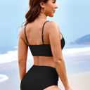 Pink Queen Women's 2 Piece Bikini Set 2026 Seashell Cutout Swimsuit High Waist Tummy Control Summer Beach Swim Bathing Suits (Black, XL)