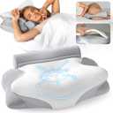 Cervical Neck Pillow for Sleeping, Dreamers Relief Pillow, Side Sleeper Pillow for Adults, Adjustable Height Memory Foam Pillow and Detachable Roll, Back & Stomach Sleeping Neck Pain Relief (White)