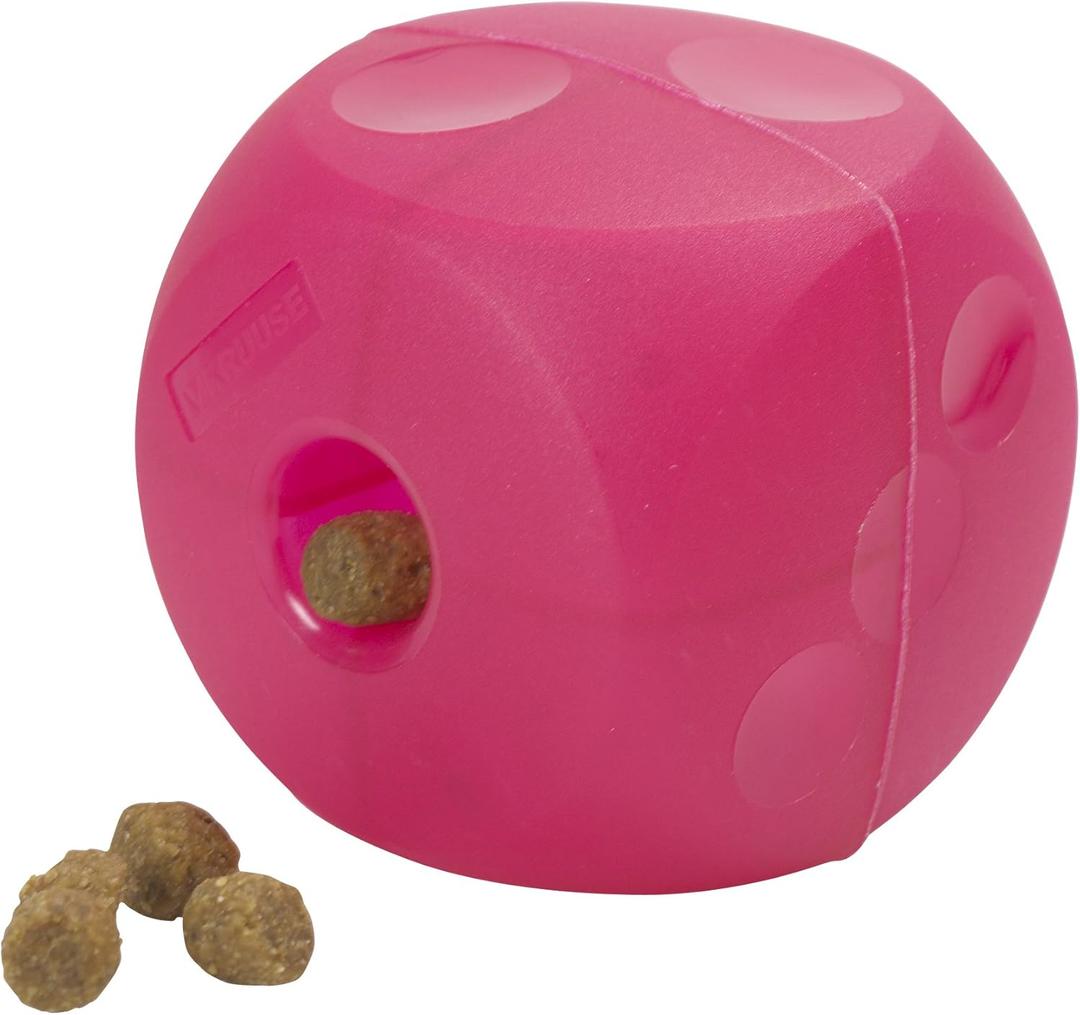 Kruuse Buster Soft Mini Feeder Cube for Dogs - Dog Feeder Toy - Canine Slow Food Feeder - Magenta Red